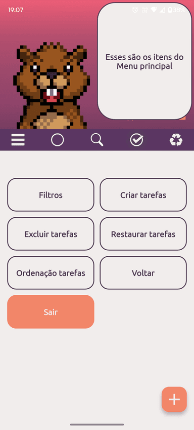 Tela do app com o assistente Beav
